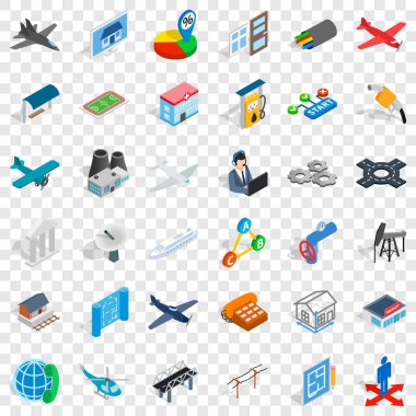 Müze Icons set, izometrik stili