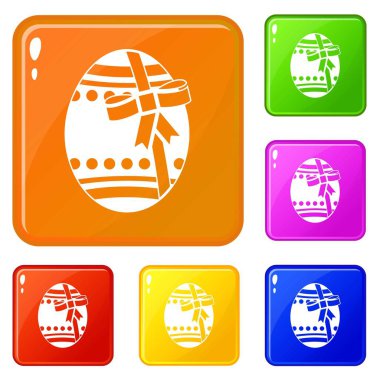 Büyük paskalya yumurtası simgeleri vektör renk ayarlamak