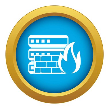 Veritabanı ve güvenlik duvarı simgesi mavi vektör yalıtılmış