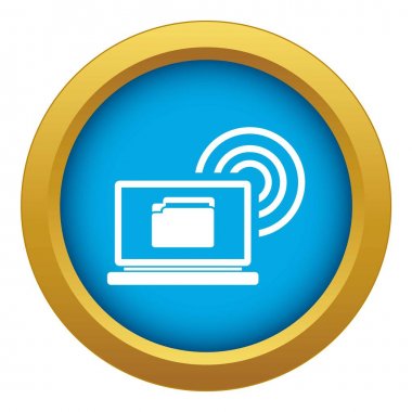 Dizüstü bilgisayar ve kablosuz simge mavi vektör izole