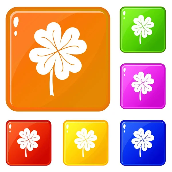 Trébol iconos de la hoja de color vector conjunto — Vector de stock