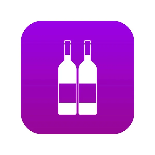 Due bottiglie di icona del vino viola digitale — Vettoriale Stock