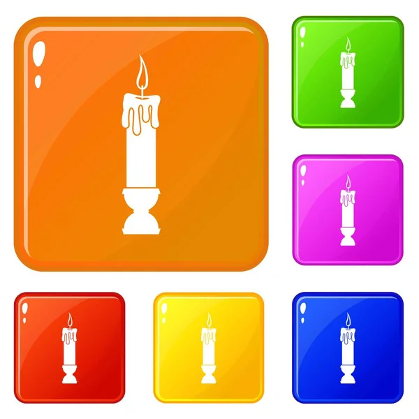 Candle icons set vector color — Stock Vector