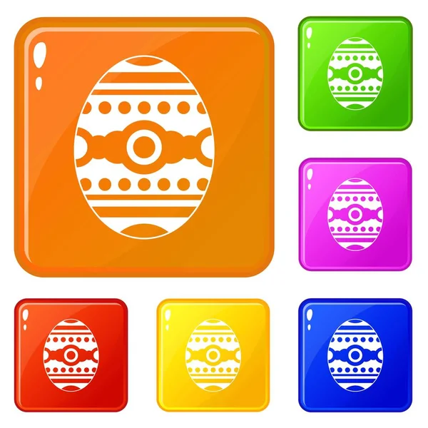 Beautiful easter egg icons set vector color — Stock Vector