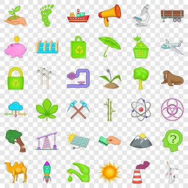 Ekoloji Icons set, karikatür tarzı