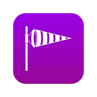 Meteoroloji windsock rüzgar simgesi dijital mor tarafından şişirilmiş