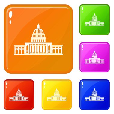 Beyaz saray simgeleri vektör rengini ayarlar