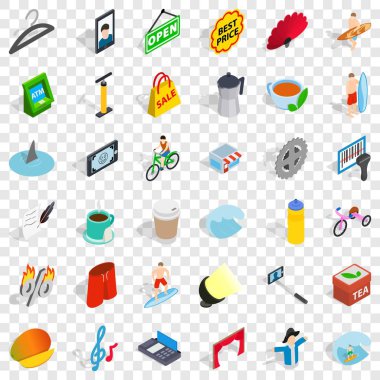 Kart okuyucu Icons set, izometrik stili