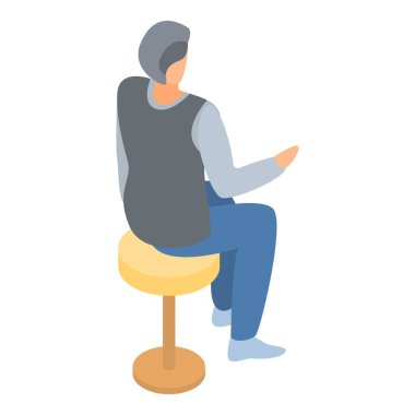 Yuvarlak sandalye simgesinde adam, biyometrik tarzı