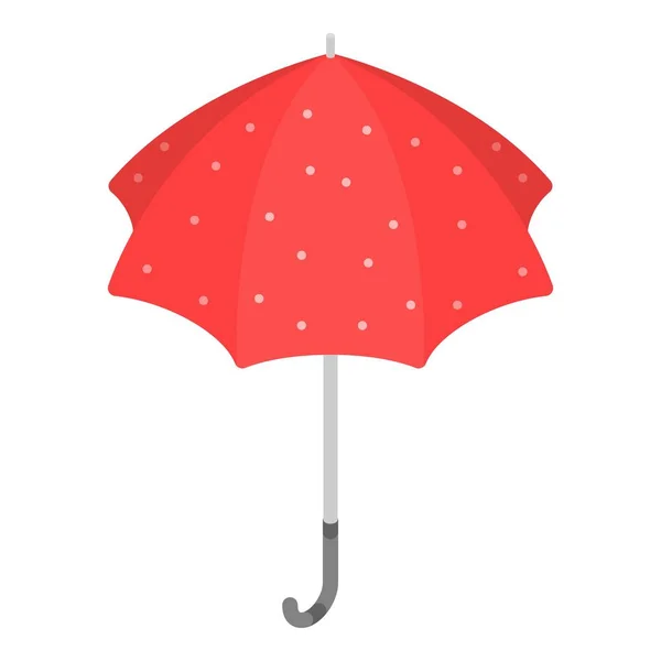 Red white dotted umbrella icon, isometric style — Stock Vector