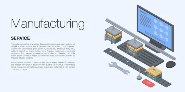 Manufacturing concept banner, isometric style — Stock Vector