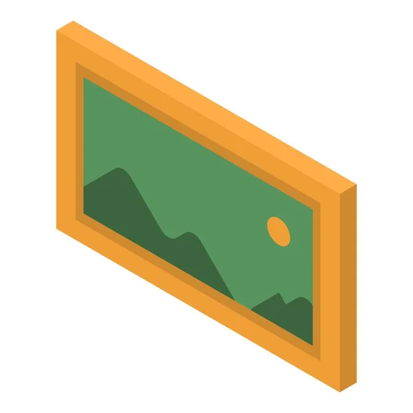 Mountain picture icon, isometric style — Stock Vector