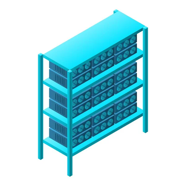 Mining farm rack icon, isometric style — Stock Vector