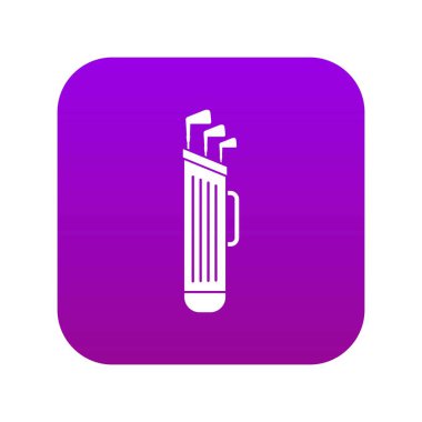 Golf kulüpleri çanta simgesi dijital mor