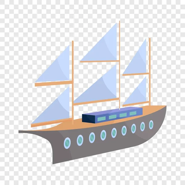 Schiff mit Segel-Ikone, Cartoon-Stil — Stockvektor
