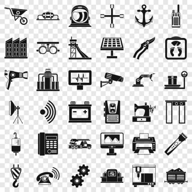 Güvenlik kamera Icons set, basit tarzı