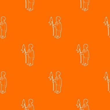 Bayrak desen vektör turuncu tutan işadamı