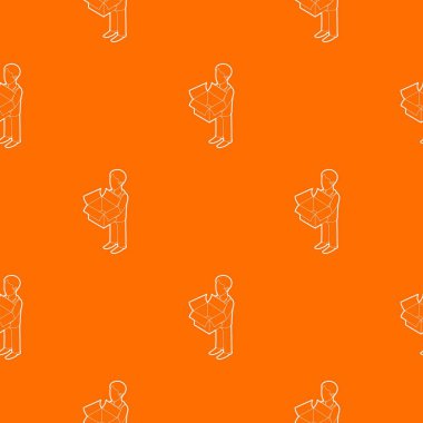 Bir anahat kutusu desen vektör turuncu tutan işadamı