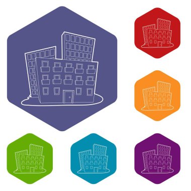 İdari bina simgeleri vektör hexahedron