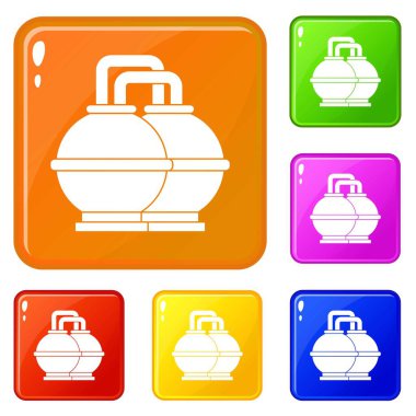 Petrol ve petrol simgeleri için endüstriyel tanklar vektör rengini ayarlar