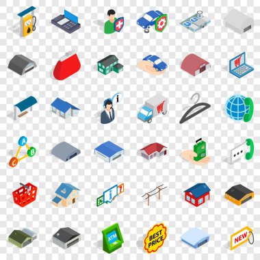 Dişli Icons set, izometrik stili