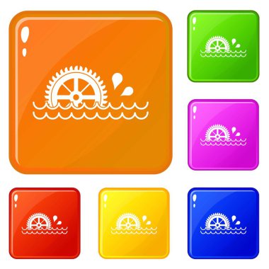 Waterwheel simgeleri vektör rengi ayarlamak