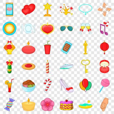 Mutlu Icons set, karikatür tarzı