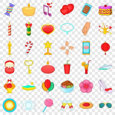 Kalp Icons set, karikatür tarzı