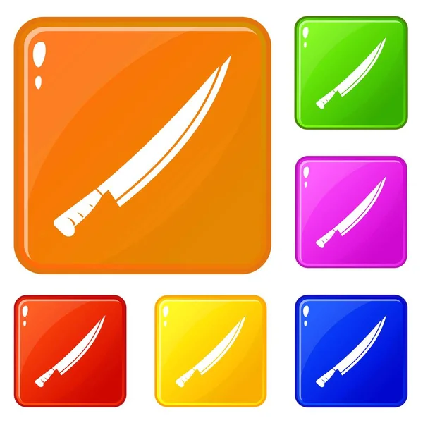 Long couteau icônes définir la couleur vectorielle — Image vectorielle