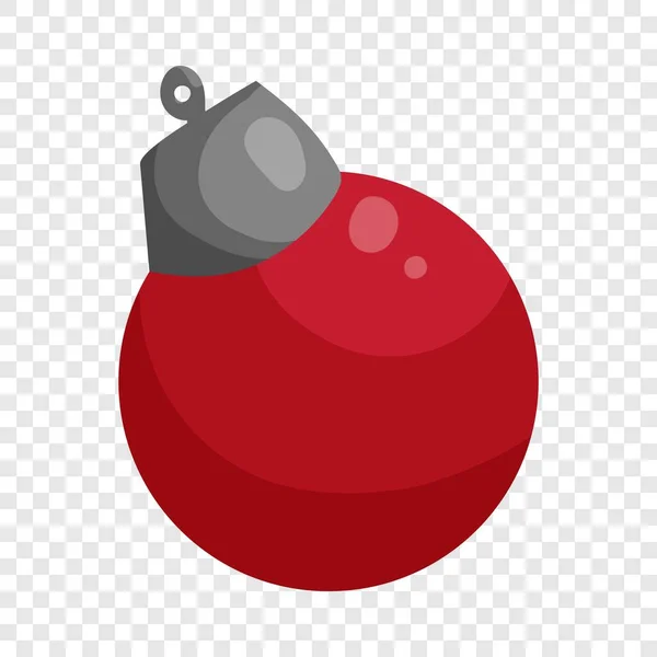 Ícone de bola de Natal vermelho, estilo dos desenhos animados — Vetor de Stock