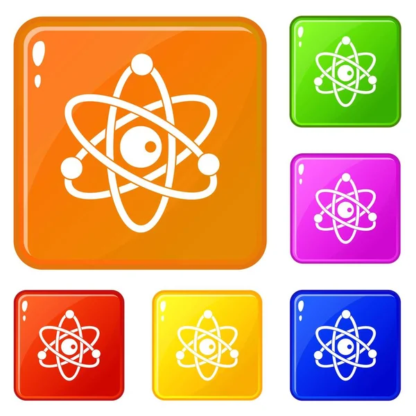 Atomic model icons set vector color — Stock Vector