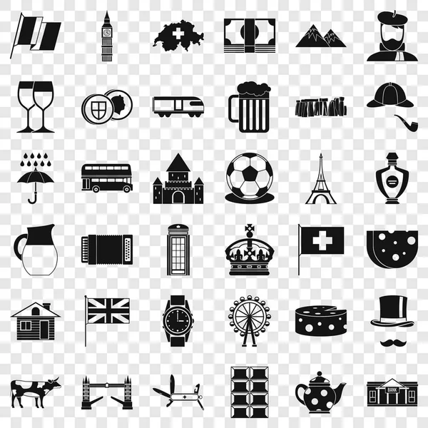 Conjunto de iconos de París, estilo simple — Vector de stock