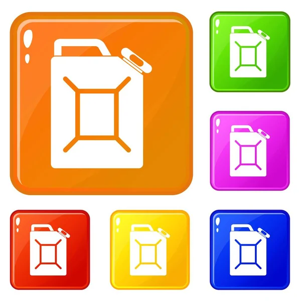 Combustible jerrycan iconos set vector color — Vector de stock