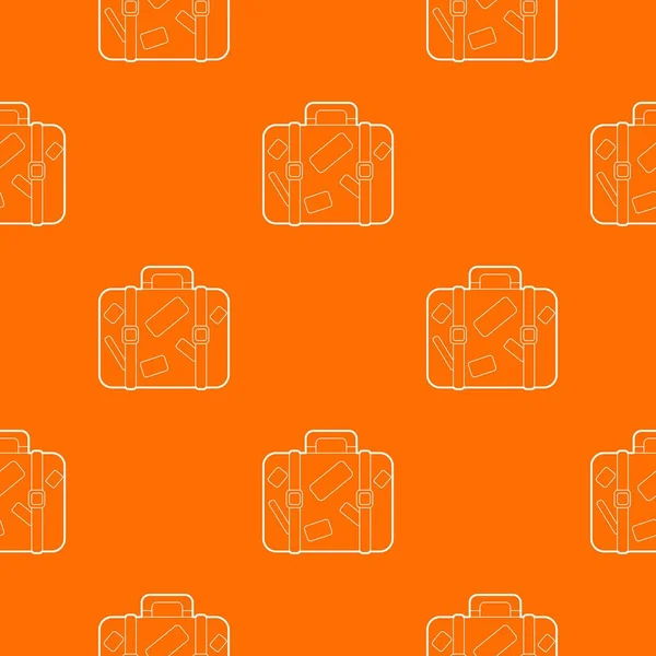 Walizka podróżna z naklejkami wzór pomarańczowy wektor — Wektor stockowy