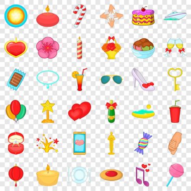 Şampanya Icons set, karikatür tarzı