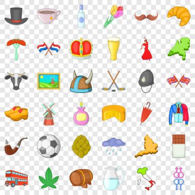 Icons set seyahat, karikatür tarzı