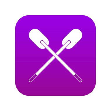 İki ahşap çapraz kürek simgesi dijital mor