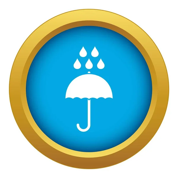 Guarda-chuva e chuva gotas ícone vetor azul isolado — Vetor de Stock