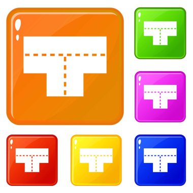 Tşekilli kavşak simgeleri vektör rengi ayarlamak