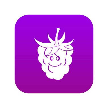 Olgun taze gülümseyen ahududu simge dijital mor