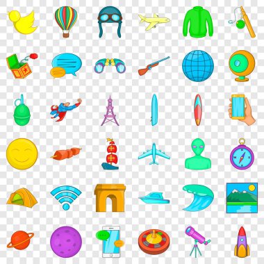 Keşif Icons set, karikatür tarzı