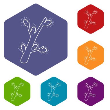 Bahar çiçekli dal simgesi, izometrik 3d stili