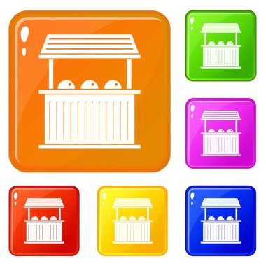 Carnival fuar standında simgeler vektör renk ayarlamak