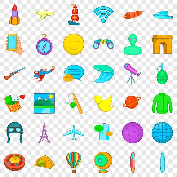 Planeta iconos conjunto, estilo de dibujos animados — Vector de stock