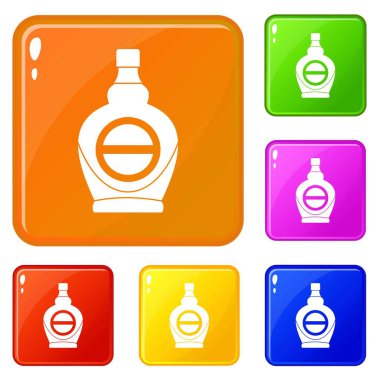 Cam şişe simgeleri akçaağaç şurubu vektör renk ayarlamak