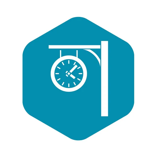 Horloge de station icône, style simple — Image vectorielle