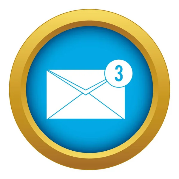 Envelope com três mensagens ícone vetor azul isolado — Vetor de Stock
