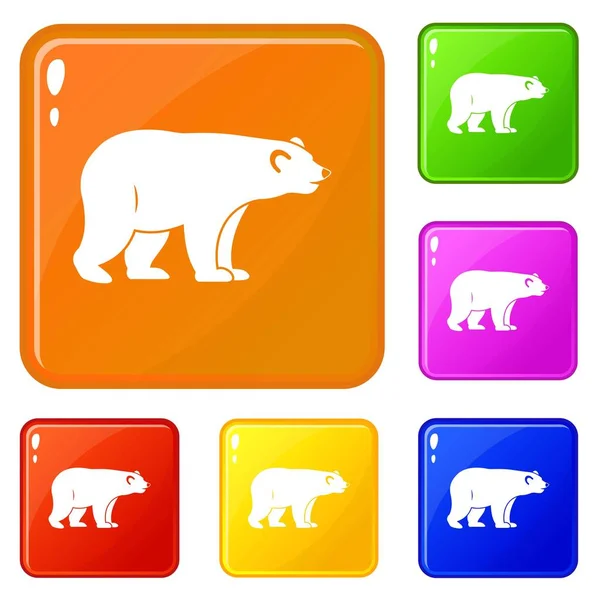 野生のクマのアイコンは、ベクトル色を設定します — ストックベクタ