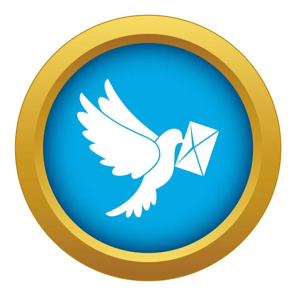 Paloma llevando sobre icono azul vector aislado — Vector de stock