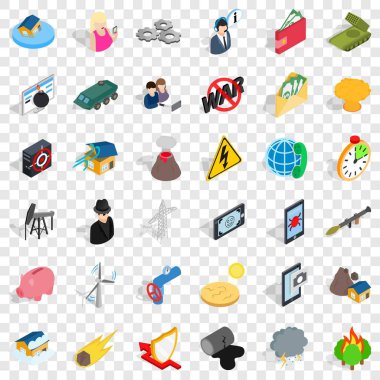 Felaket Icons set, izometrik stili